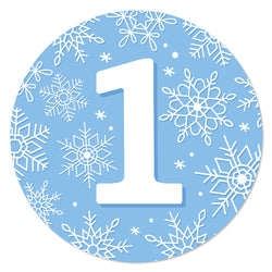 1st Birthday Blue Snowflakes