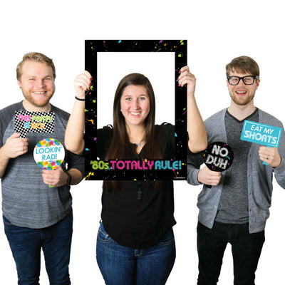 80's Retro - Totally 1980s Party Selfie Photo Booth Picture Frame & Props - Printed on Sturdy Material
