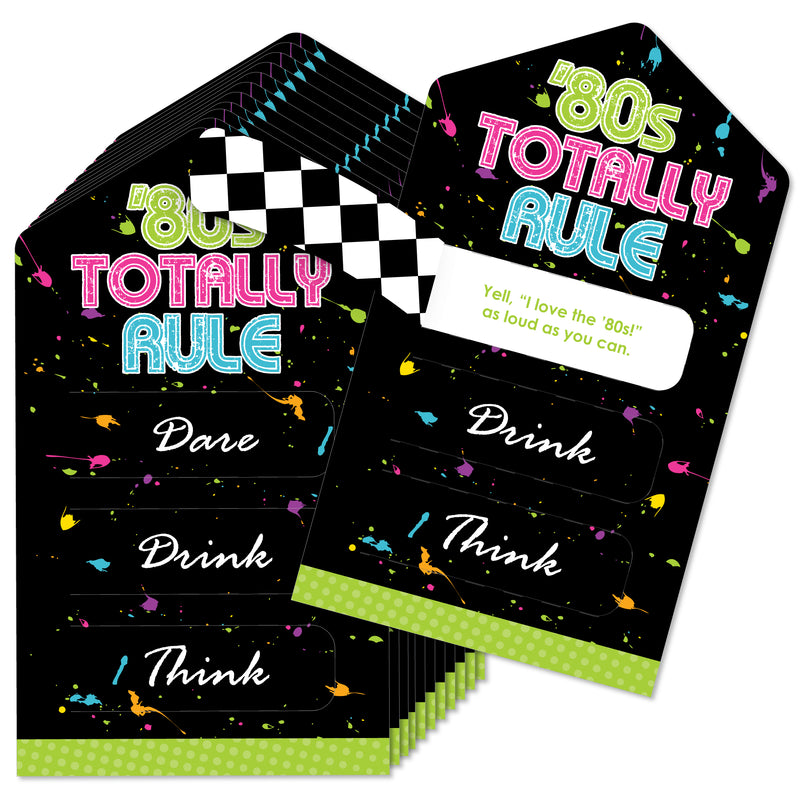 80’s Retro - Totally 1980s Party Game Pickle Cards - Dare, Drink, Think Pull Tabs - Set of 12