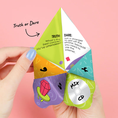 90’s Throwback - 1990s Party Cootie Catcher Game - Truth or Dare Fortune Tellers - Set of 12