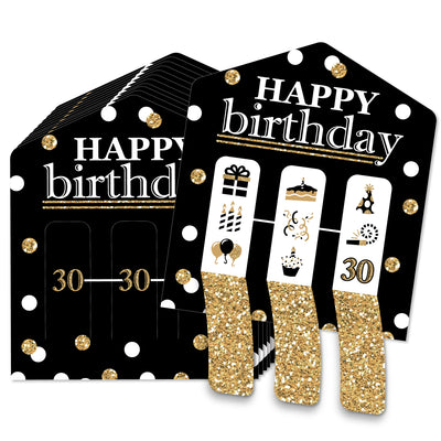 Adult 30th Birthday - Gold - Birthday Party Game Pickle Cards - Pull Tabs 3-in-a-Row - Set of 12