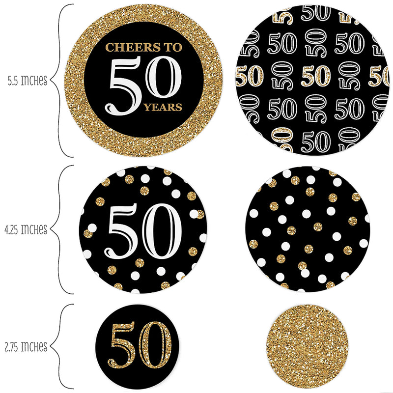 Adult 50th Birthday - Gold - Birthday Party Giant Circle Confetti - Birthday Party Decorations - Large Confetti 27 Count