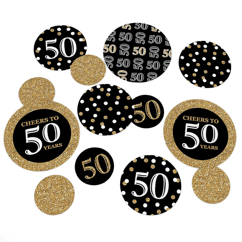 Adult 50th Birthday - Gold - Birthday Party Giant Circle Confetti - Birthday Party Decorations - Large Confetti 27 Count