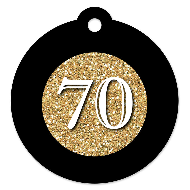Adult 70th Birthday - Gold - Birthday Party Favor Gift Tags (Set of 20)