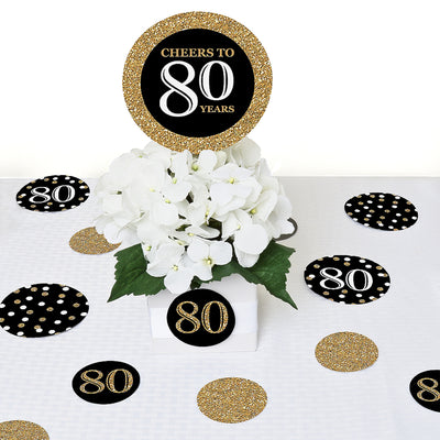 Adult 80th Birthday - Gold - Birthday Party Giant Circle Confetti - Birthday Party Decorations - Large Confetti 27 Count