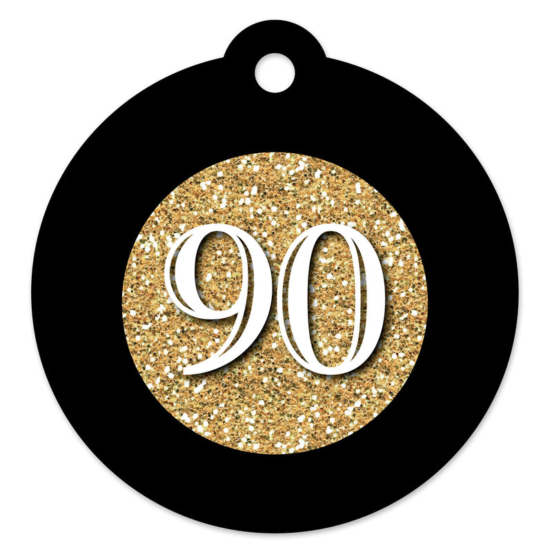 Adult 90th Birthday - Gold - Birthday Party Favor Gift Tags (Set of 20)