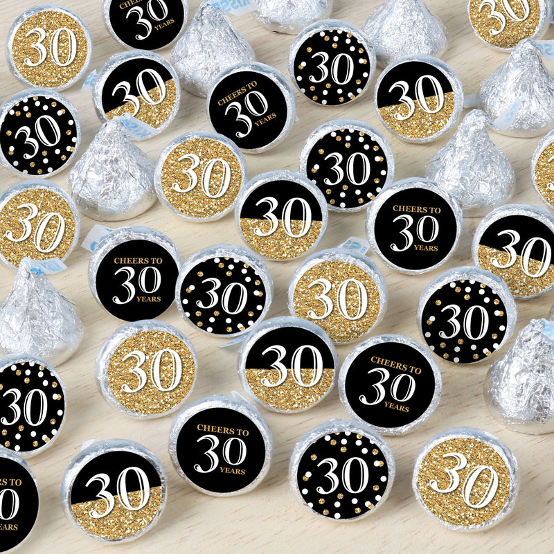 Adult 30th Birthday - Gold - Birthday Party Small Round Candy Stickers - Party Favor Labels - 324 Count