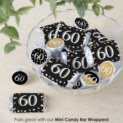 Adult 60th Birthday - Gold - Birthday Party Small Round Candy Stickers - Party Favor Labels - 324 Count