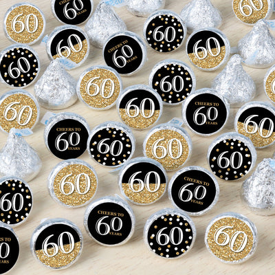 Adult 60th Birthday - Gold - Birthday Party Small Round Candy Stickers - Party Favor Labels - 324 Count