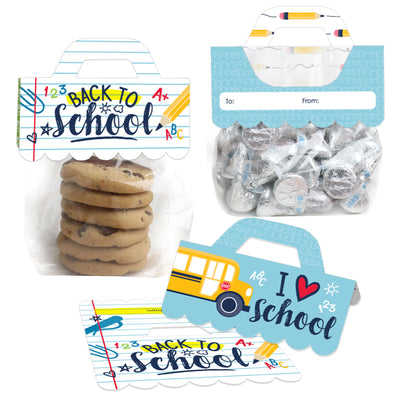 Back to School - DIY First Day of School Classroom Clear Goodie Favor Bag Labels - Candy Bags with Toppers - Set of 24