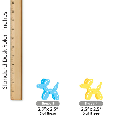 Balloon Animals - Dessert Cupcake Toppers - Happy Birthday Party Clear Treat Picks - Set of 24
