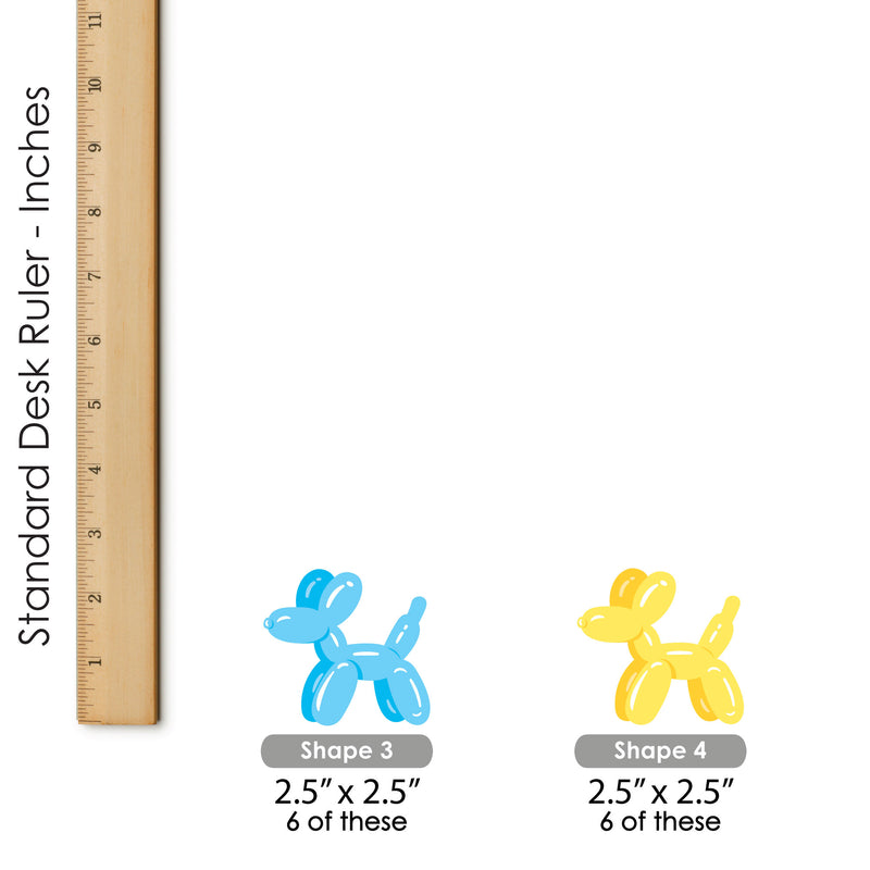 Balloon Animals - Dessert Cupcake Toppers - Happy Birthday Party Clear Treat Picks - Set of 24