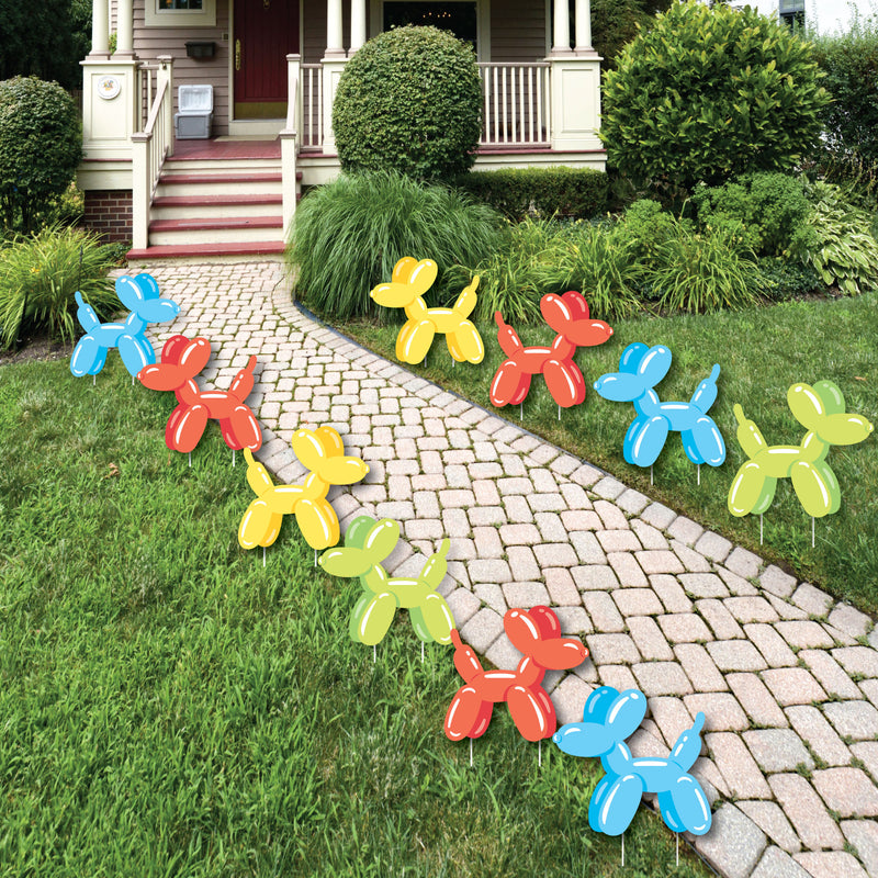 Balloon Animals - Lawn Decorations - Outdoor Happy Birthday Party Yard Decorations - 10 Piece