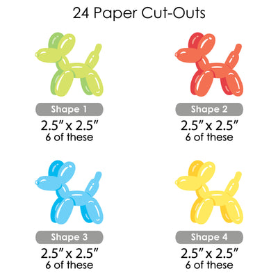 Balloon Animals - Paper Straw Decor - Happy Birthday Party Striped Decorative Straws - Set of 24