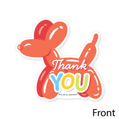 Balloon Animals - Shaped Thank You Cards - Happy Birthday Party Thank You Note Cards with Envelopes - Set of 12