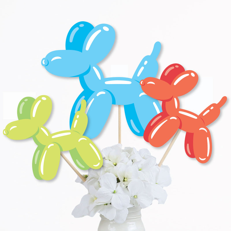 Balloon Animals - Happy Birthday Party Centerpiece Sticks - Table Toppers - Set of 15