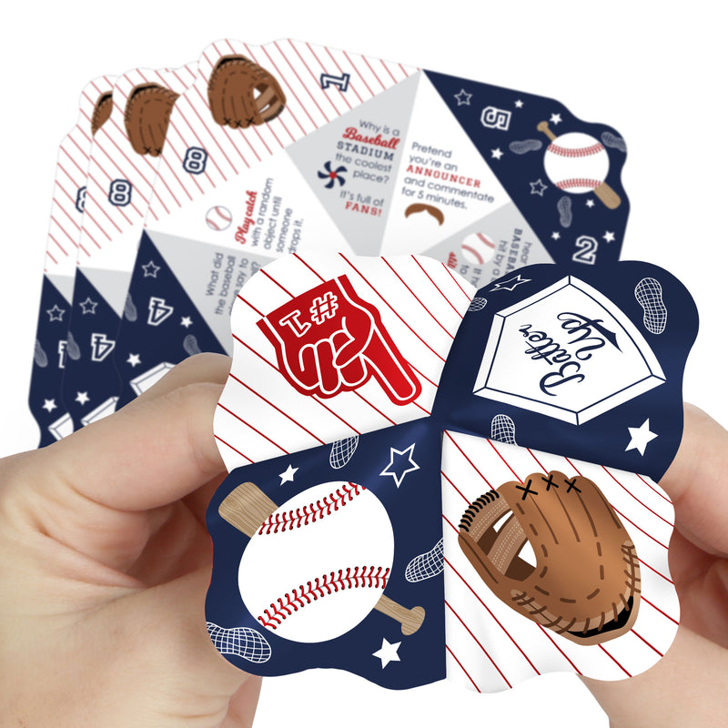 Batter Up - Baseball - Baby Shower or Birthday Party Cootie Catcher Game - Jokes and Dares Fortune Tellers - Set of 12