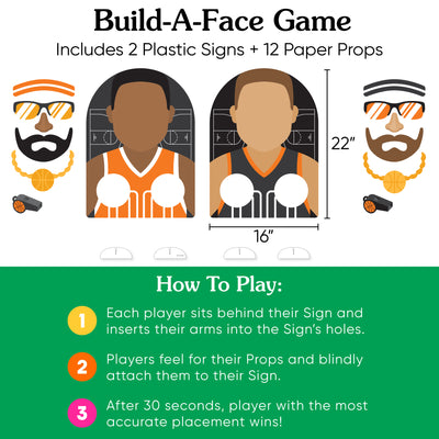 Nothin' But Net - Basketball - Baby Shower or Birthday Activity - 2 Player Build-A-Face Party Game