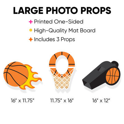 Nothin' But Net - Basketball - Basketball, Net and Whistle Decorations - Baby Shower or Birthday Party Large Photo Props - 3 Pc