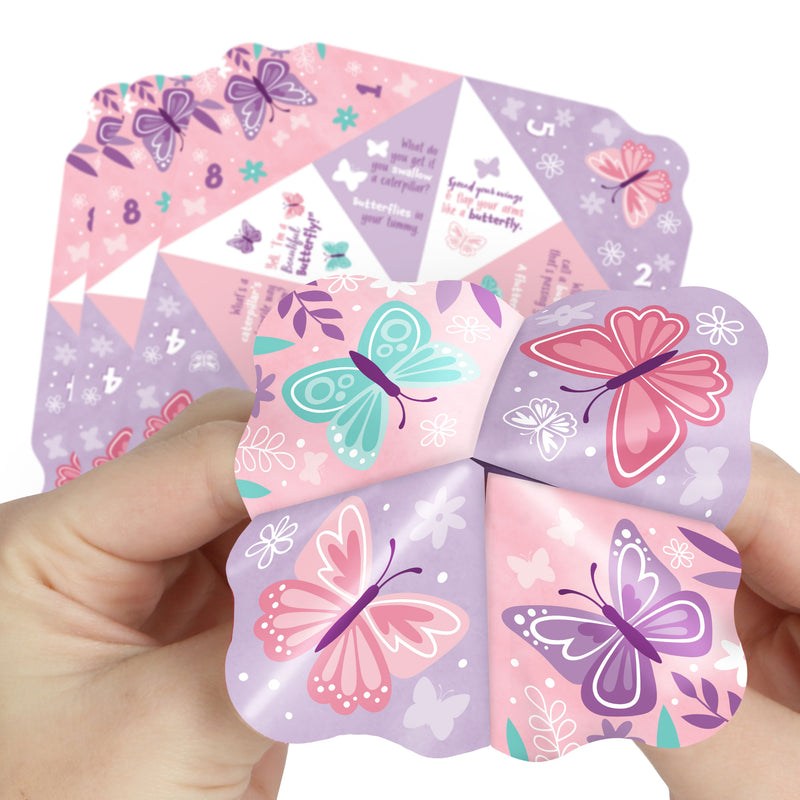 Beautiful Butterfly - Floral Baby Shower or Birthday Party Cootie Catcher Game - Jokes and Dares Fortune Tellers - Set of 12