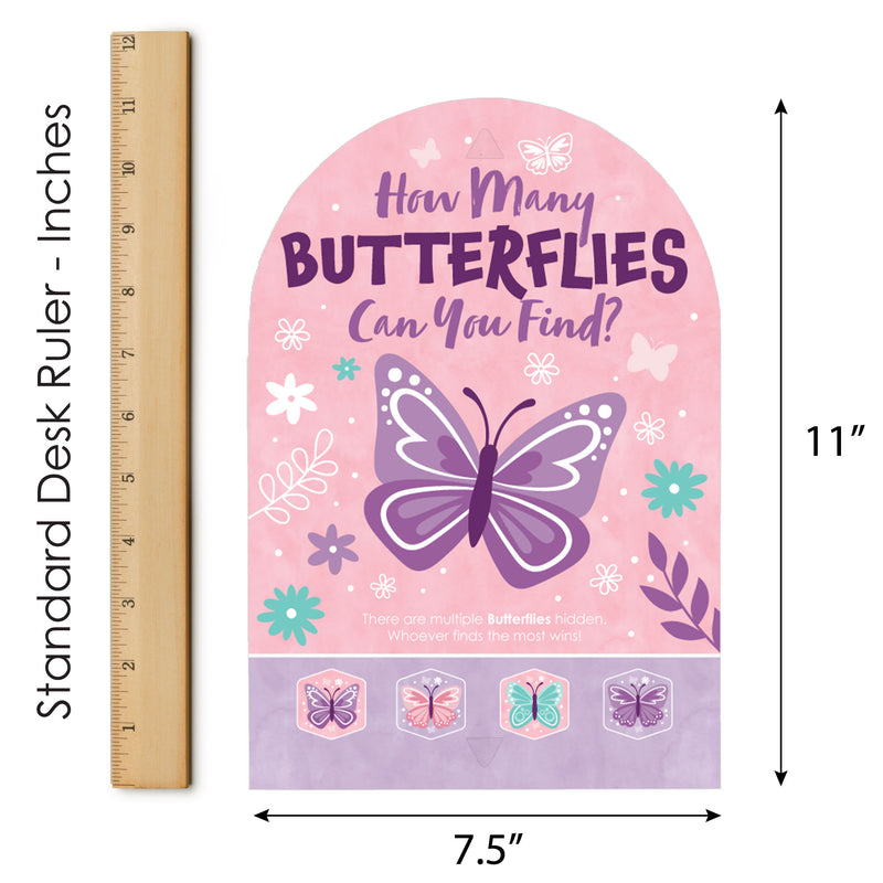 Beautiful Butterfly - Floral Baby Shower or Birthday Party Scavenger Hunt - 1 Stand and 48 Game Pieces - Hide and Find Game