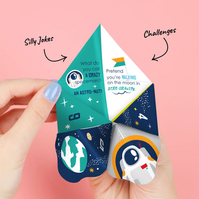 Blast Off to Outer Space - Rocket Ship Baby Shower or Birthday Party Cootie Catcher Game - Jokes and Dares Fortune Tellers - Set of 12