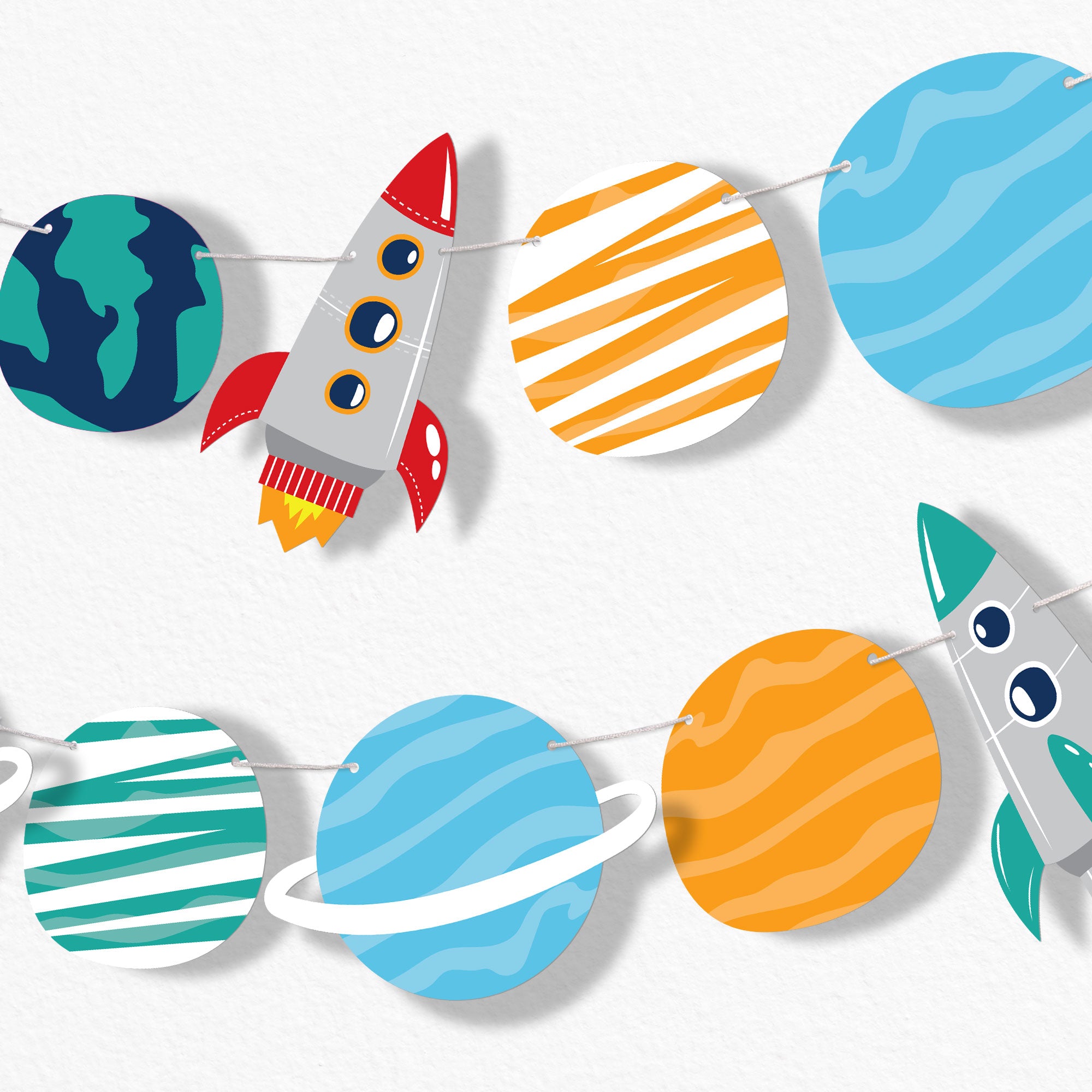 Blast Off to Outer Space Garland Banner, Rocket Ship Baby Shower or ...