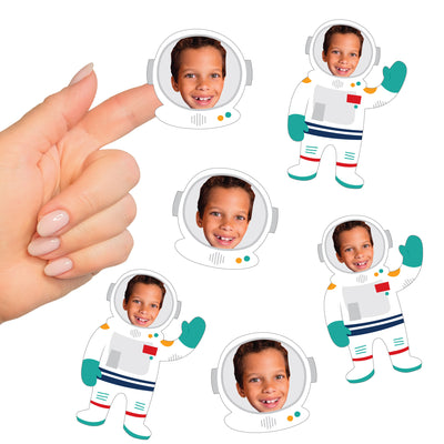 Custom Photo Blast Off to Outer Space - Rocket Ship Birthday Party Favors - Fun Face Cut-Out Stickers - Set of 24