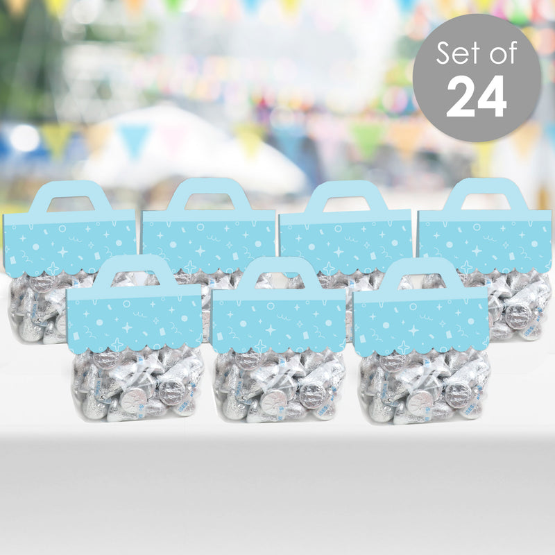 Blue Confetti Stars - DIY Simple Party Clear Goodie Favor Bag Labels - Candy Bags with Toppers - Set of 24