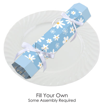 Blue Daisy Flowers - No Snap Floral Party Table Favors - DIY Cracker Boxes - Set of 12