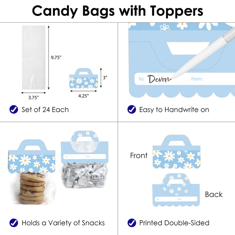 - DIY Floral Party Clear Goodie Favor Bag Labels - Candy Bags with Toppers - Set of 24