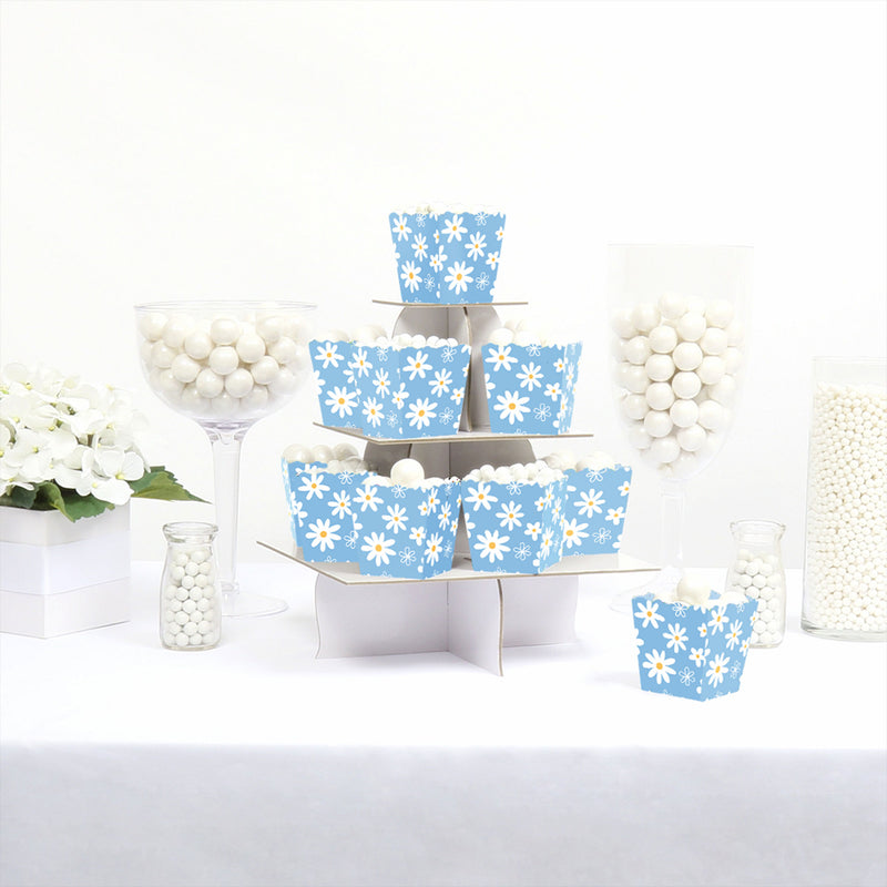 Blue Daisy Flowers - Party Mini Favor Boxes - Floral Party Treat Candy Boxes - Set of 12