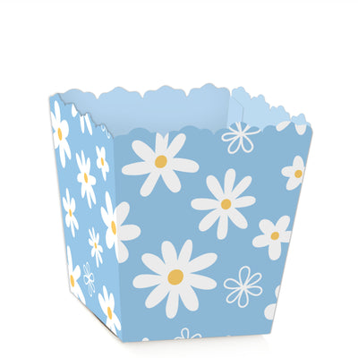 Blue Daisy Flowers - Party Mini Favor Boxes - Floral Party Treat Candy Boxes - Set of 12