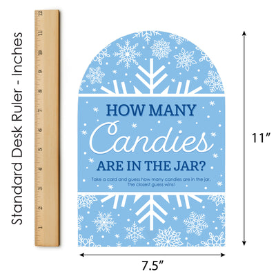 Blue Snowflakes - How Many Candies Winter Holiday Party Game - 1 Stand and 40 Cards - Candy Guessing Game