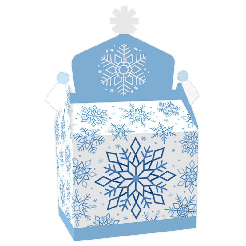 Blue Snowflakes - Treat Box Party Favors - Winter Holiday Party Goodie Gable Boxes - Set of 12
