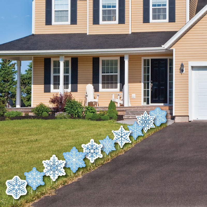 Blue Snowflakes - Lawn Decorations - Outdoor Winter Holiday Party Yard Decorations - 10 Piece