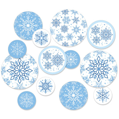 Blue Snowflakes - Winter Holiday Party Giant Circle Confetti - Party Decorations - Large Confetti 27 Count