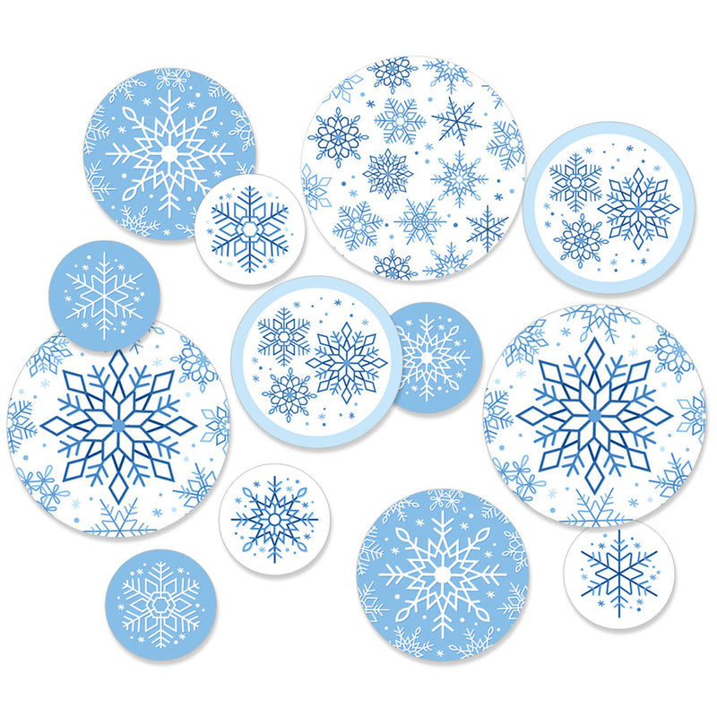 Blue Snowflakes - Winter Holiday Party Giant Circle Confetti - Party Decorations - Large Confetti 27 Count