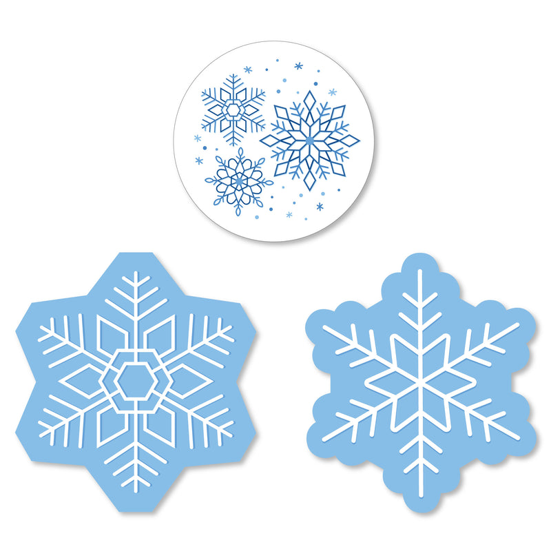 Blue Snowflakes - DIY Shaped Winter Holiday Party Cut-Outs - 24 Count