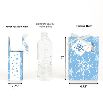 Blue Snowflakes - Winter Holiday Party Favor Boxes - Set of 12