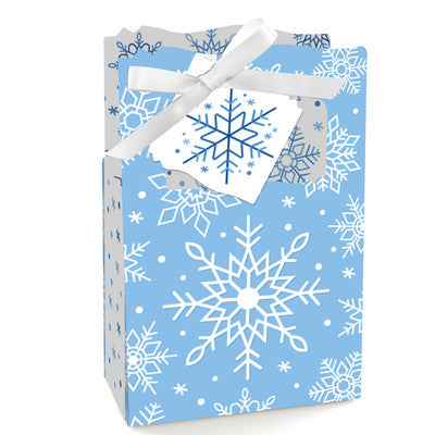 Blue Snowflakes - Winter Holiday Party Favor Boxes - Set of 12