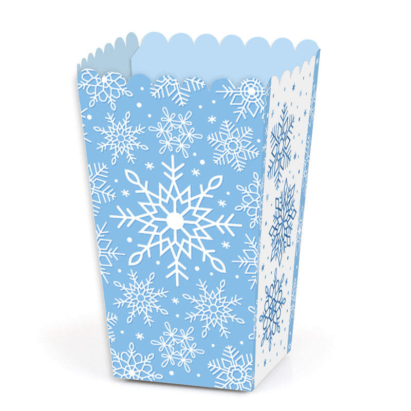 Blue Snowflakes - Winter Holiday Party Favor Popcorn Treat Boxes - Set of 12