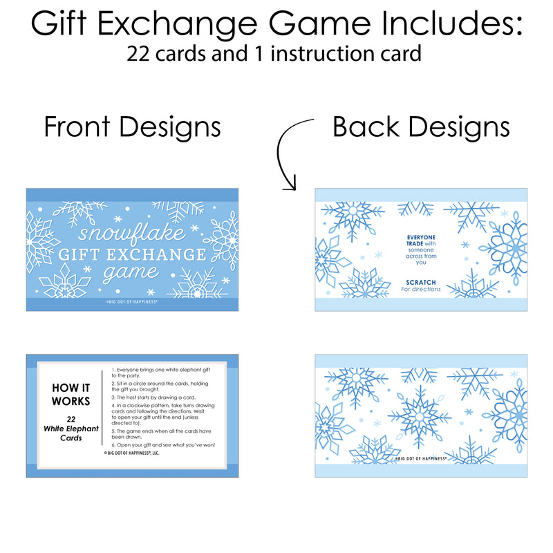 Blue Snowflakes - Winter Holiday Party Gift Exchange Game Scratch Off Cards - 22 Count