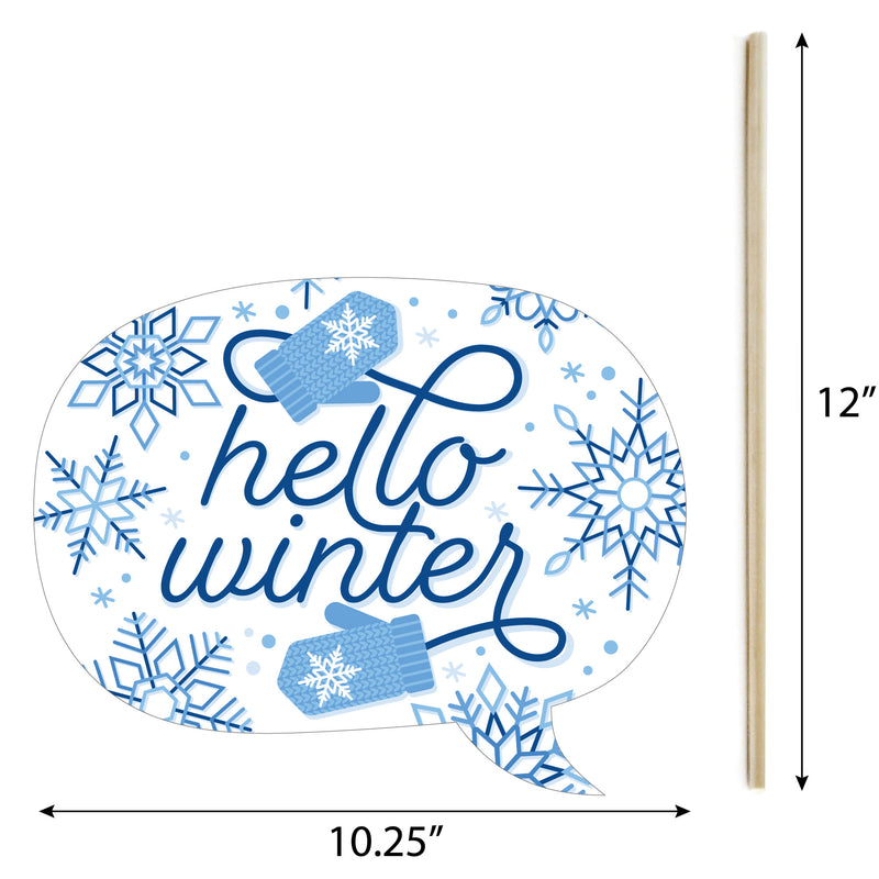 Blue Snowflakes - Personalized Winter Holiday Party Photo Booth Props Kit - 20 Count