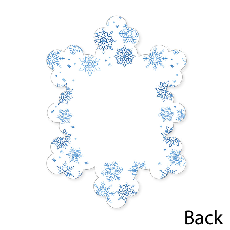 Blue Snowflakes - Shaped Thank You Cards - Winter Holiday Party Thank You Note Cards with Envelopes - Set of 12
