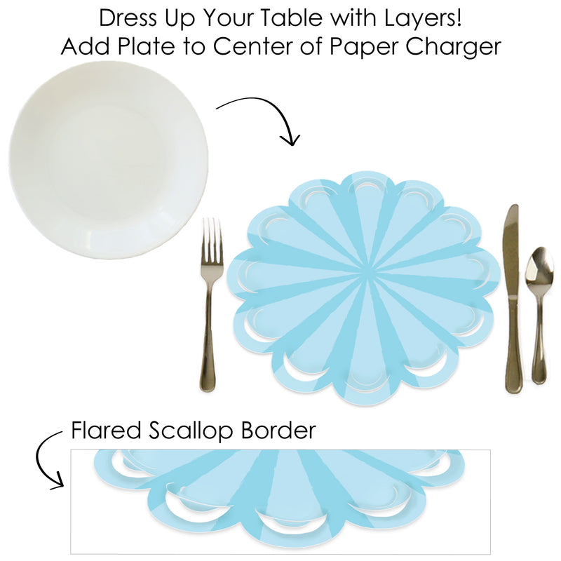 Blue Stripes - Simple Party Round Table Decorations - Paper Chargers - Place Setting For 12