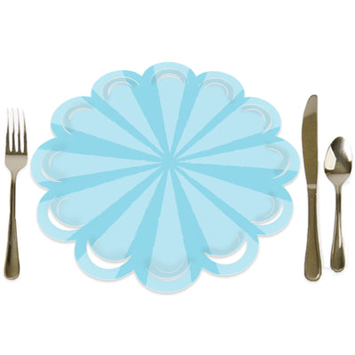 Blue Stripes - Simple Party Round Table Decorations - Paper Chargers - Place Setting For 12