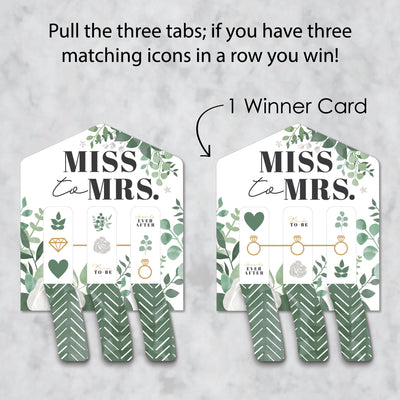 Boho Botanical Bride - Greenery Bridal Shower and Wedding Party Game Pickle Cards - Pull Tabs 3-in-a-Row - Set of 12
