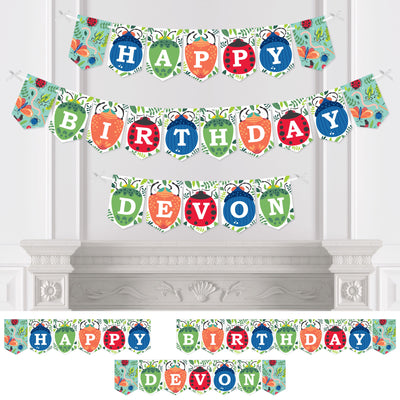 Personalized Buggin' Out - Custom Bugs Birthday Party Bunting Banner and Decorations - Happy Birthday Custom Name Banner
