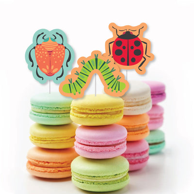Buggin' Out - Dessert Cupcake Toppers - Bugs Birthday Party Clear Treat Picks - Set of 24